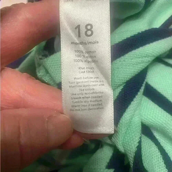 Carters NWT green with blue & white striped romper has snaps and collar 18 mths - Picture 10 of 11